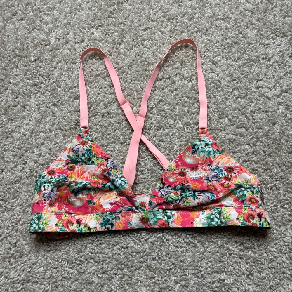 lululemon athletica Pink Floral Bikini Top